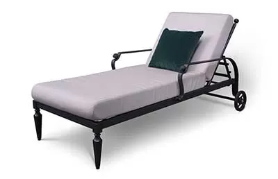 Black frame lounger with cushion visual image for drop shadow creation services, edited