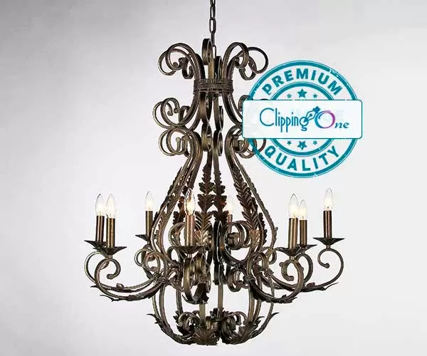 Antique gold baroque chandelier visual for clipping path services