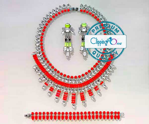 Bright red CZ diamond necklace set visual for clipping path services