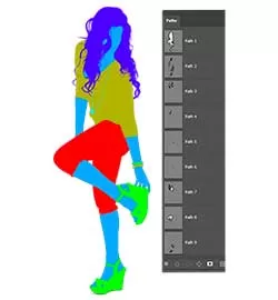 Model multi-color paths visual for professional multi-clipping path services