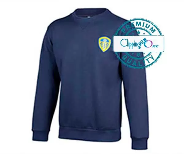 Navy blue crew neck sweatshirt visual after ghost mannequin-photo editing services