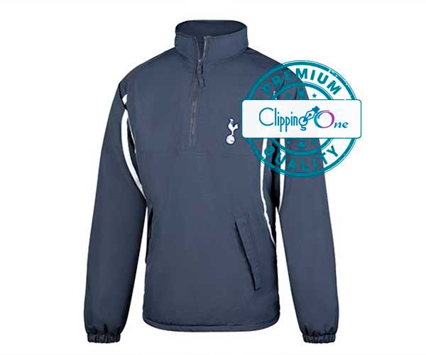 Navy blue quarter zip style jacket displayed after ghost mannequin photo editing services