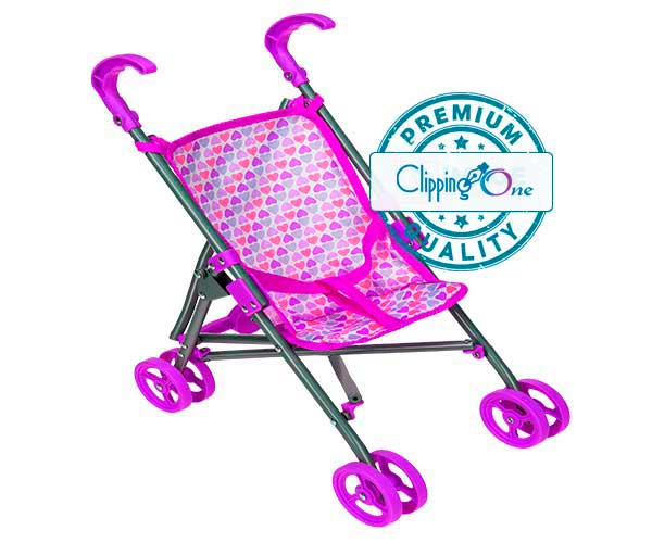 Purple doll stroller with umbrella handle visual after clipping path