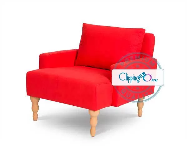 Red sofa with wooden legs visual for drop shadow creation service edited