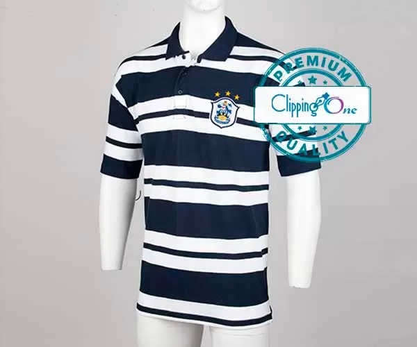 Striped polo shirt visual for ghost mannequin photo editing services