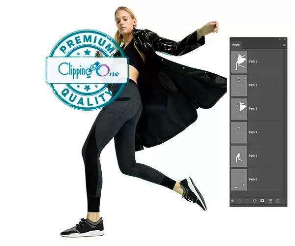 Teenage girl running wear shoes visual after multiple clipping path service applied