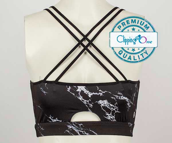 Yoga sports bra visual before ghost mannequin photo editing services applied