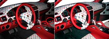 Interior car retouching services - enhance dashboards, seats, steering wheels, displays and cabin lighting