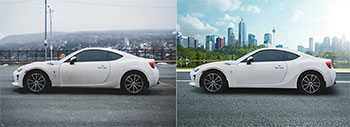 Car photo background replacement editing and retouching services