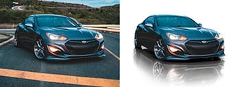 Car shadow creation services, natural drop shadows and reflection shadows editing