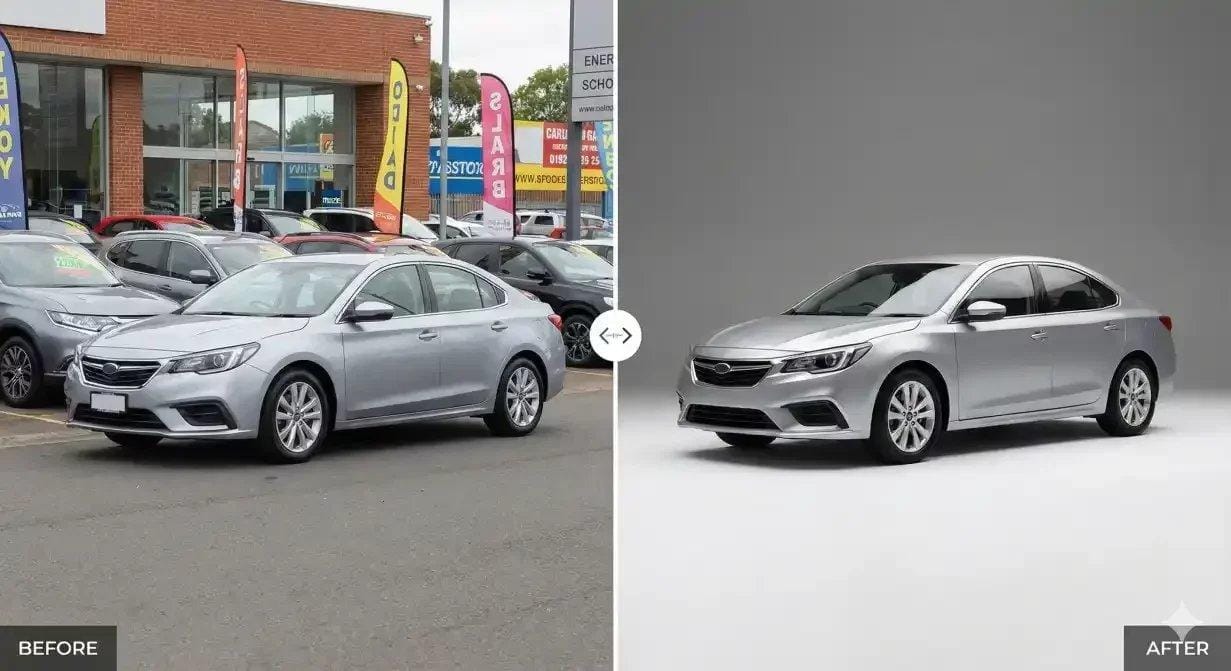 Car dealership photo background removal